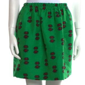 NWOT The Double J Green Floral Wool Mini Elasticized Skirt XS